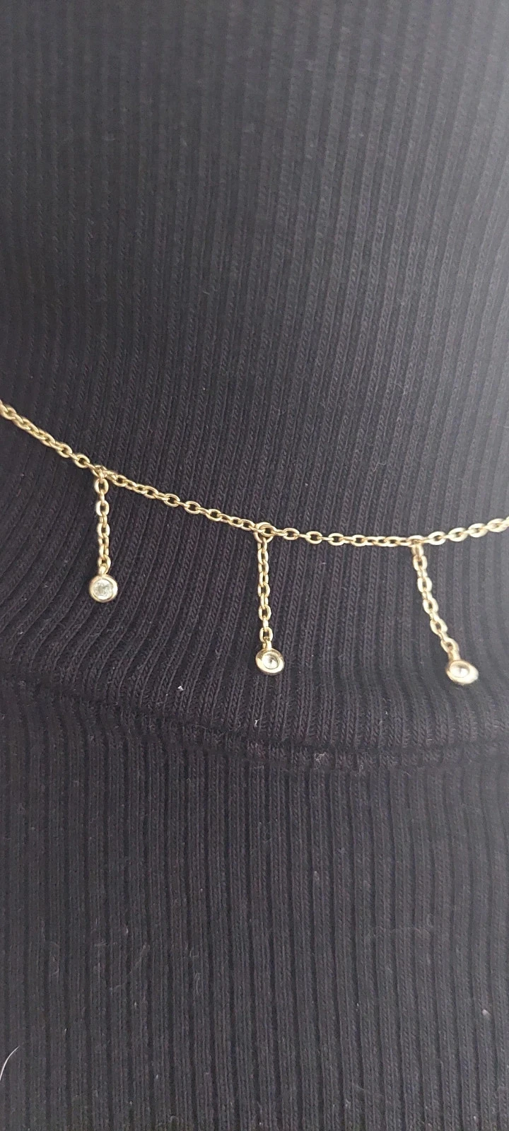 Collier ras de cou Choker Argent 925 doré / pampilles oxydes de zirconium – photo 2